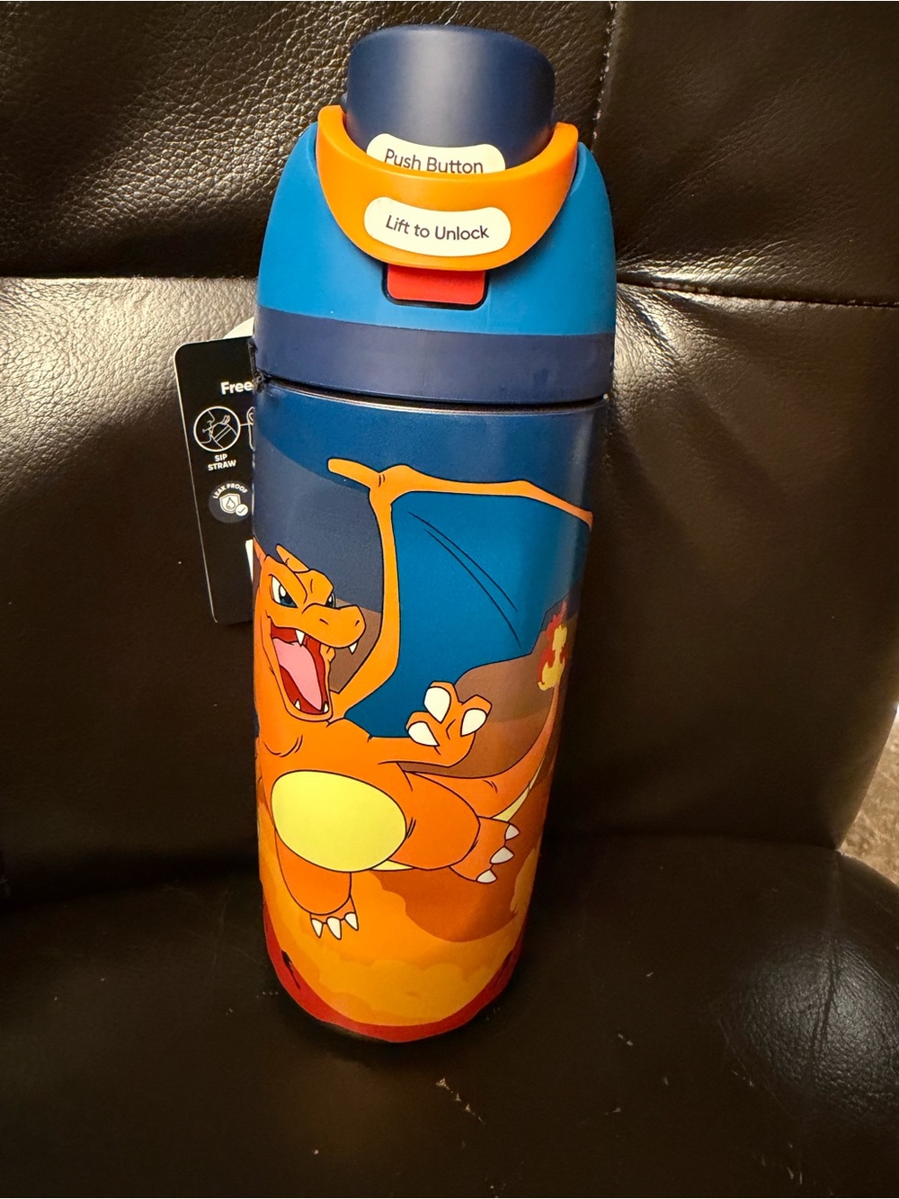 Pokemon Charizard Kids Water Bottle - Blue, Orange & Yellow